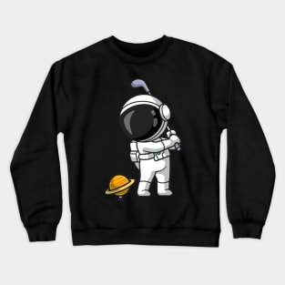 Cute Astronaut Playing Golf Planet Cartoon Crewneck Sweatshirt